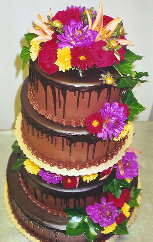 Chocolate Flowers Wedding Cake - Chocolate Wedding Cakes